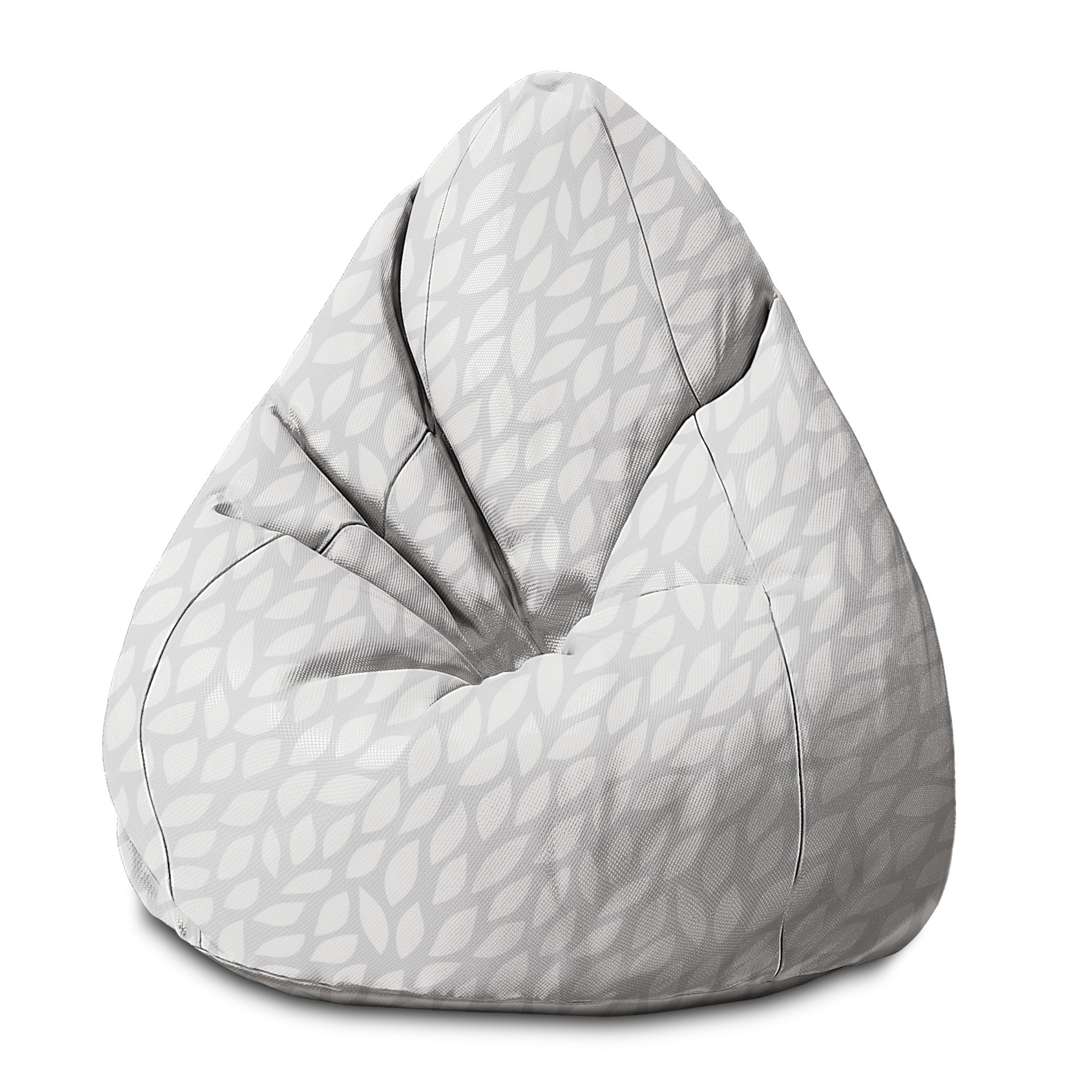 Puf Pearshape Graue Abstrakte Blätter-M-Samt