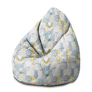Puf Pearshape šedý s květinovým vzorem - M - sametový