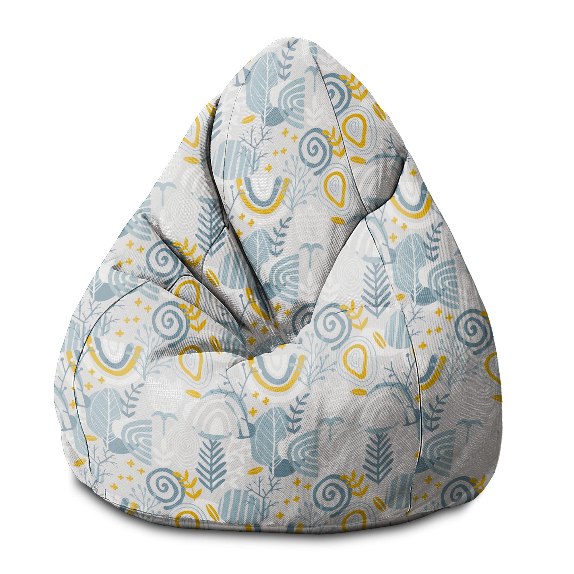 Puf Pearshape Grey Floral Pattern-S-Oxford