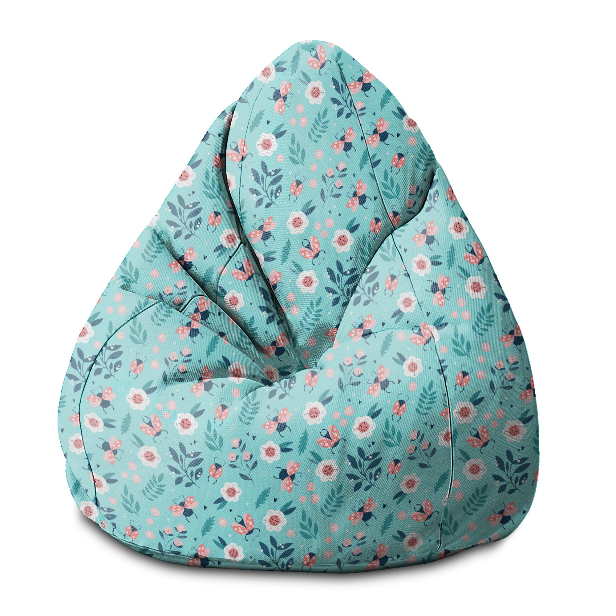 Puf Birnenform Marienkäfer und Blumen-S-Samt