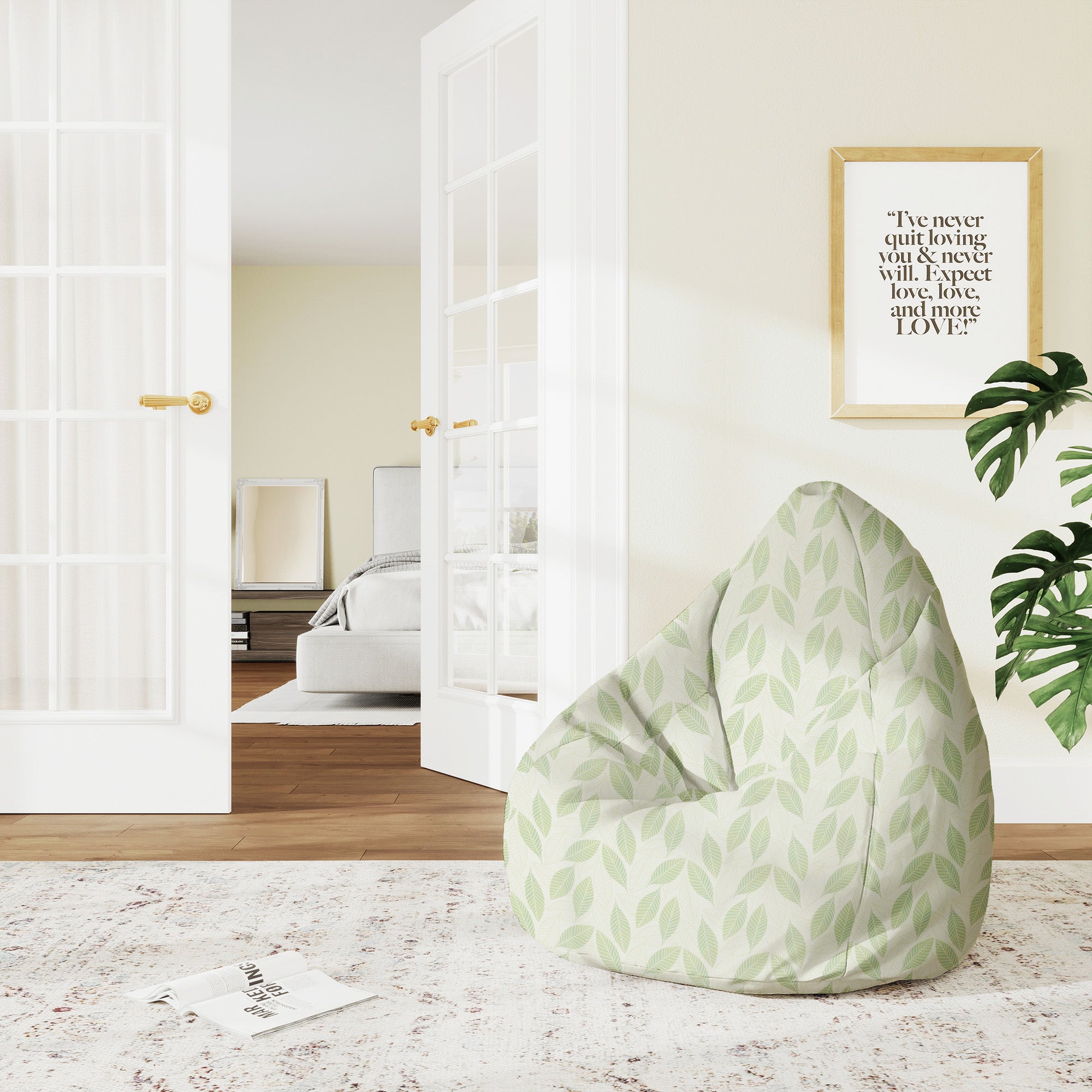 Puf Pearshape Light Green Leaves-M-Oxford