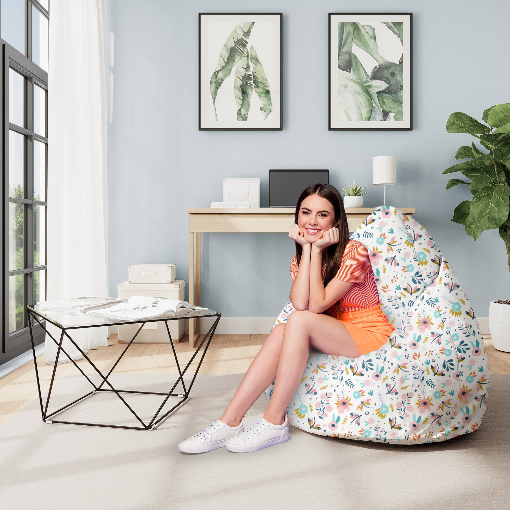 Puf Pearshape Living in the Flowers-M-Velvet