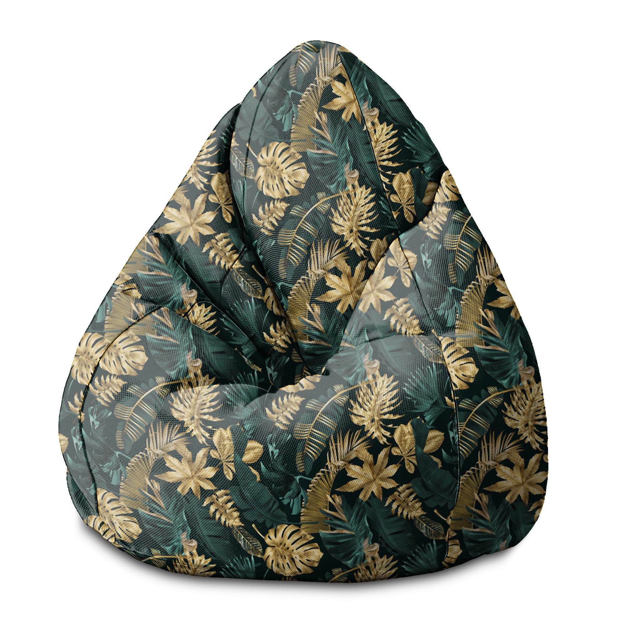 Puf Pearshape Monstera Gold Green-S-Oxford