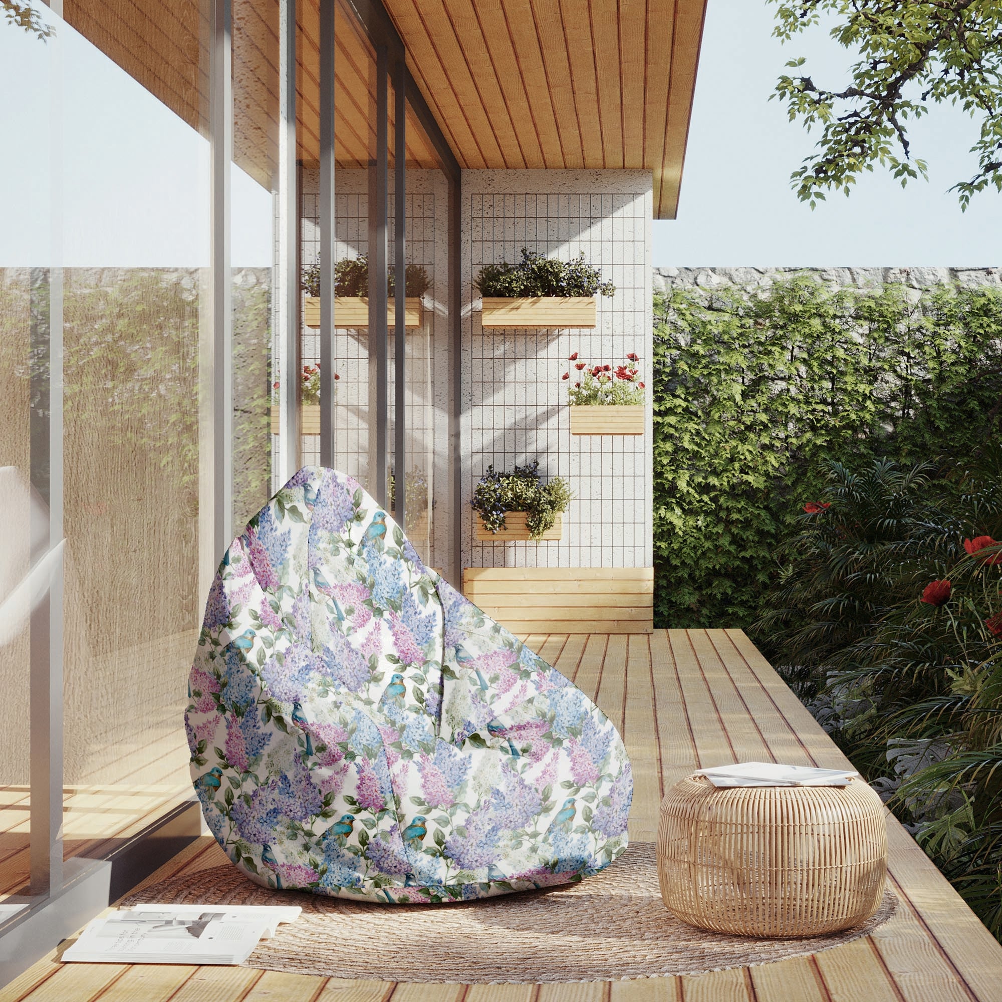 Puf Pearshape Ptaki w Kwiatach-M-Oxford