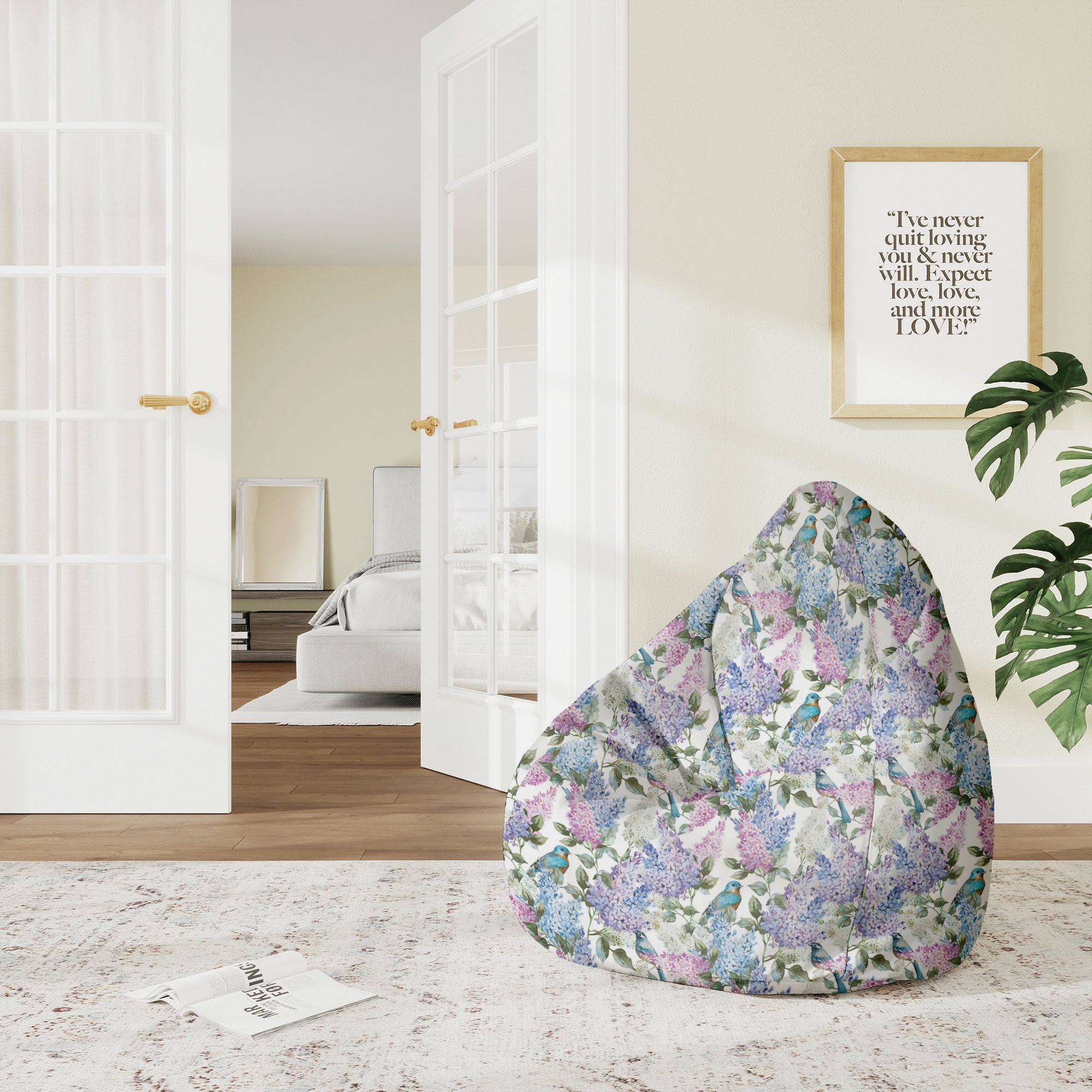 Puf Pearshape Ptaki w Kwiatach-M-Velvet