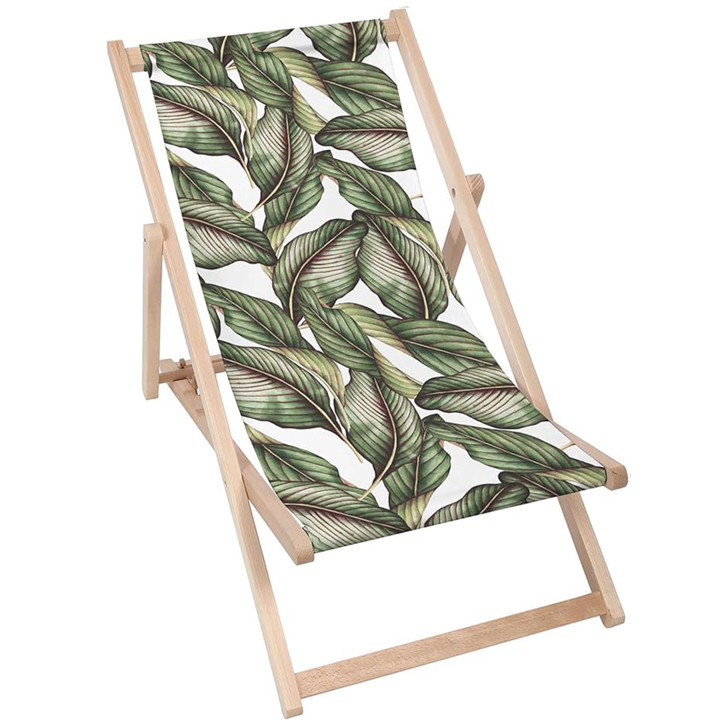 Leżak drewniany Retro Tropical Leaves