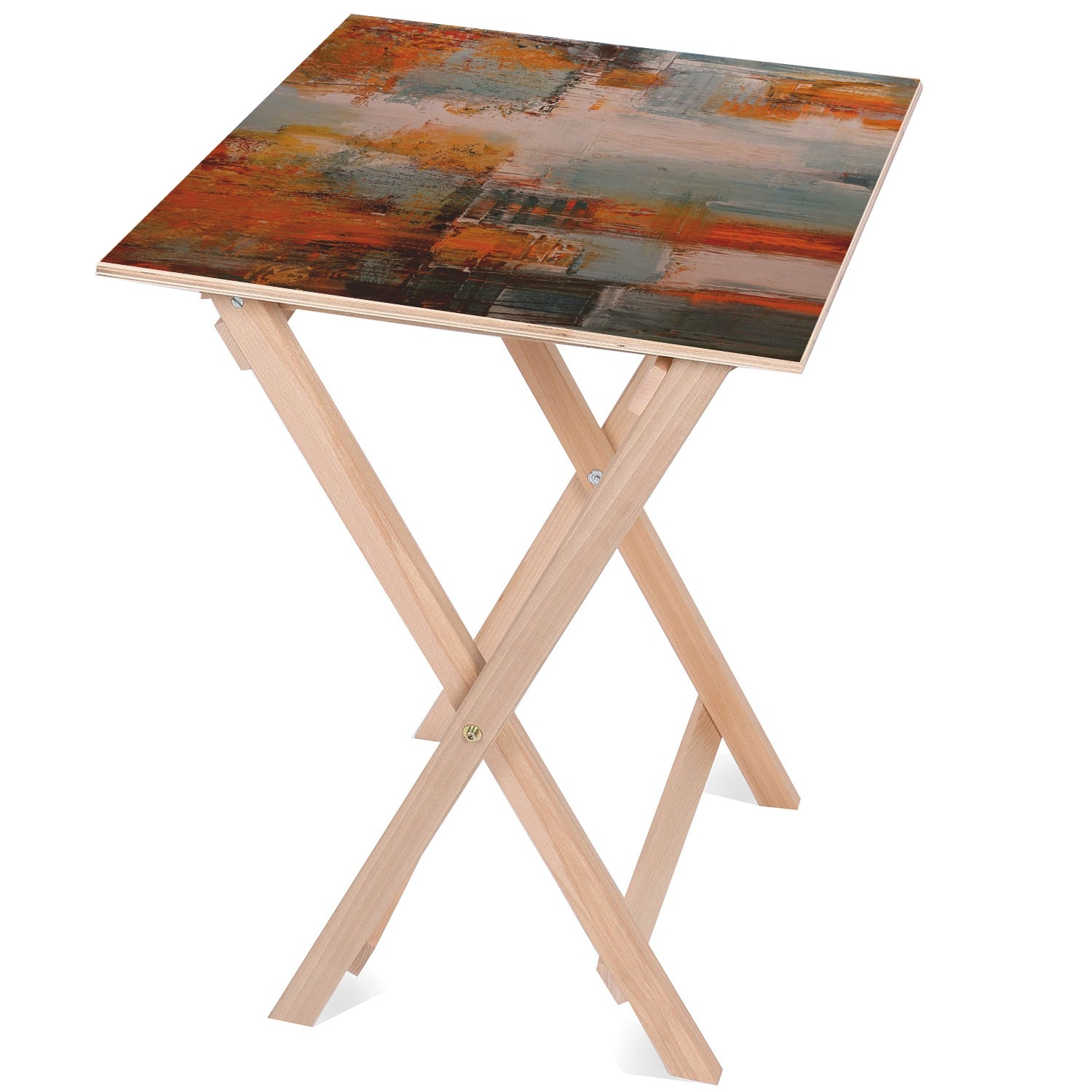 Stolik drewniany Abstract Art-50x50 CM