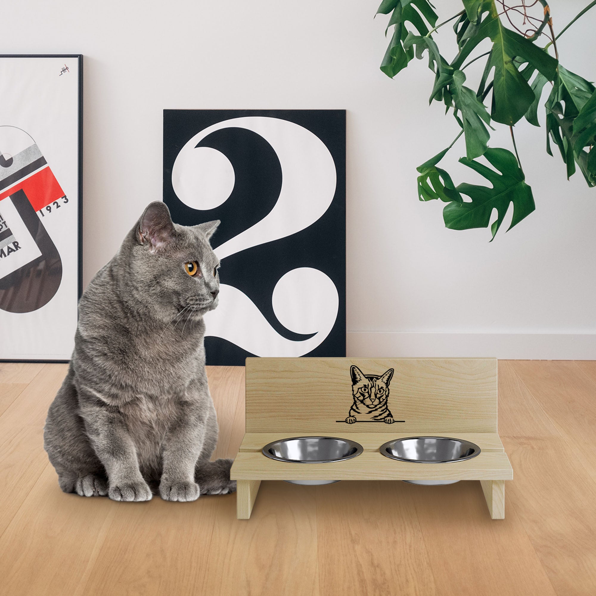 Stojak na miskę dla kota California Spangled-S