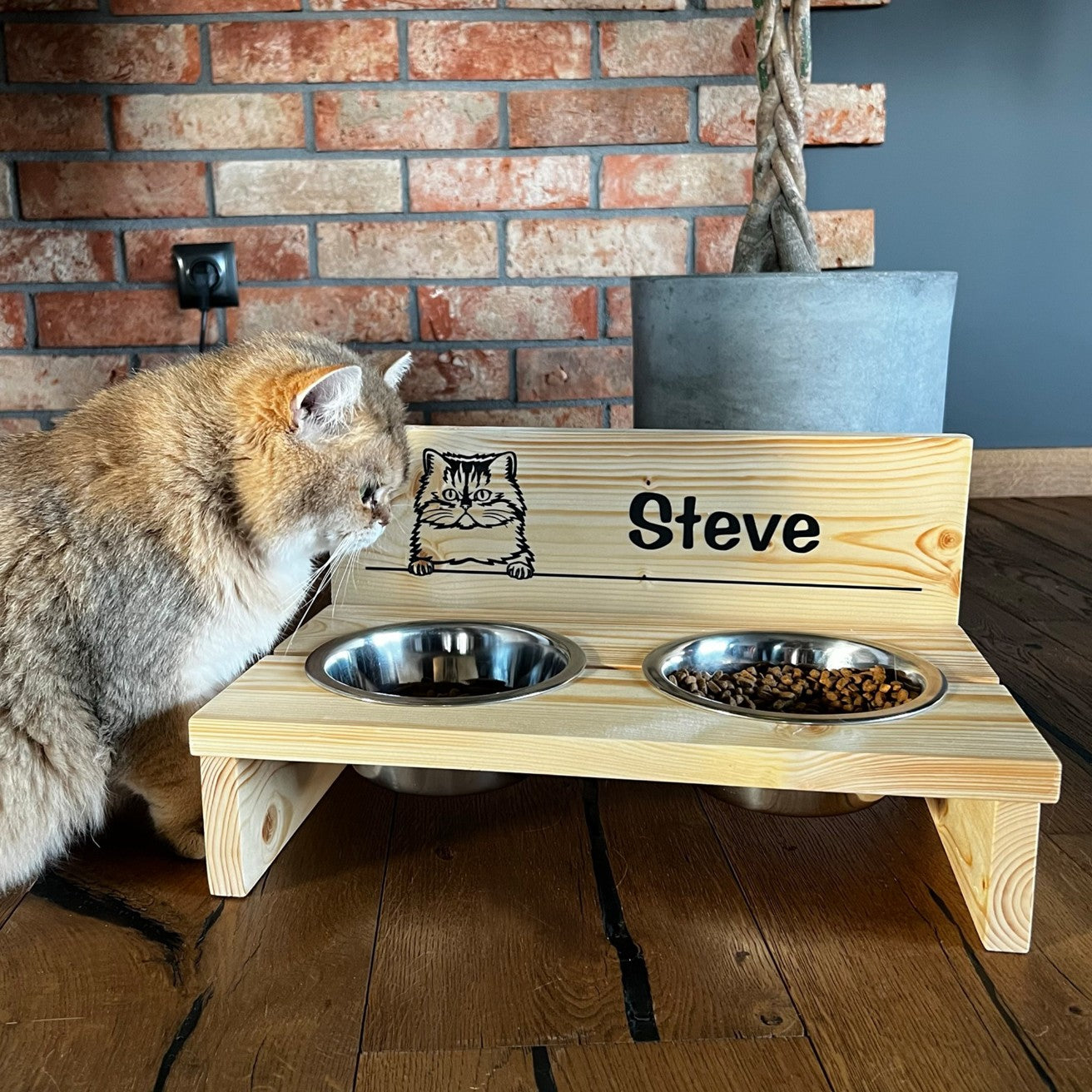 Cat Bowl Stand First Feed the Cat