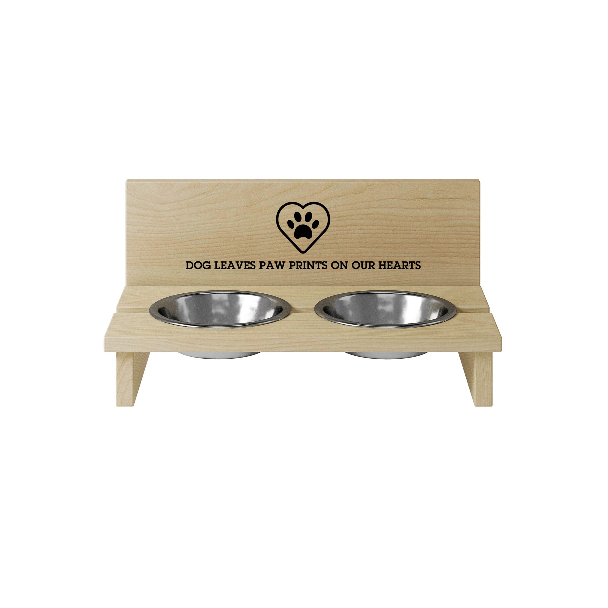 Dog Bowl Stand Dog Leaves Paw Prints on our Hearts-L