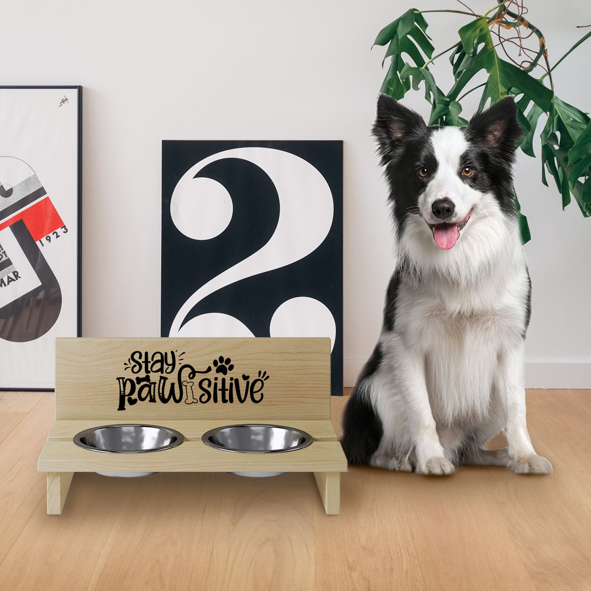 Stojak na miskę dla psa Stay Pawsitive2-S