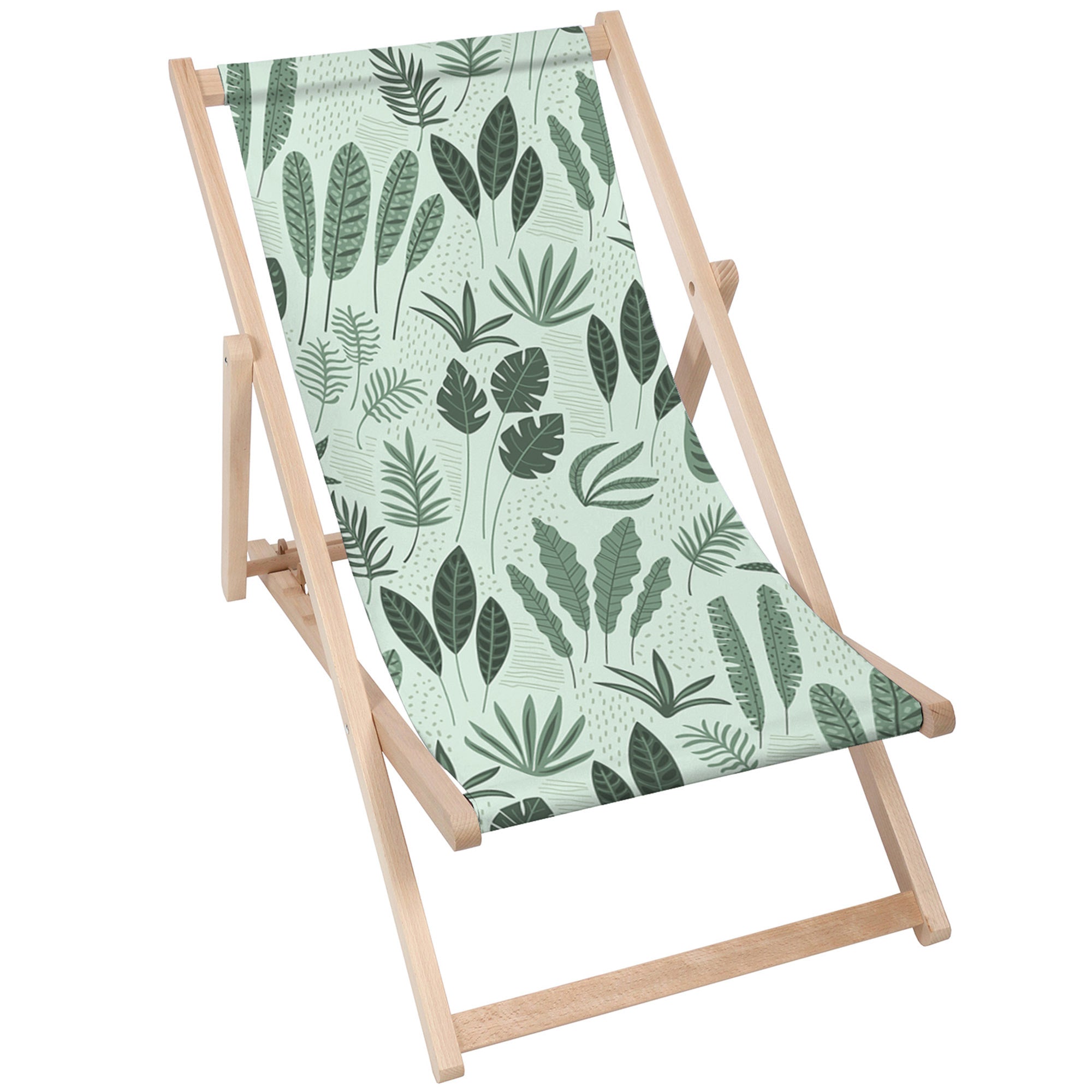 Leżak drewniany Tropical Green Leaves