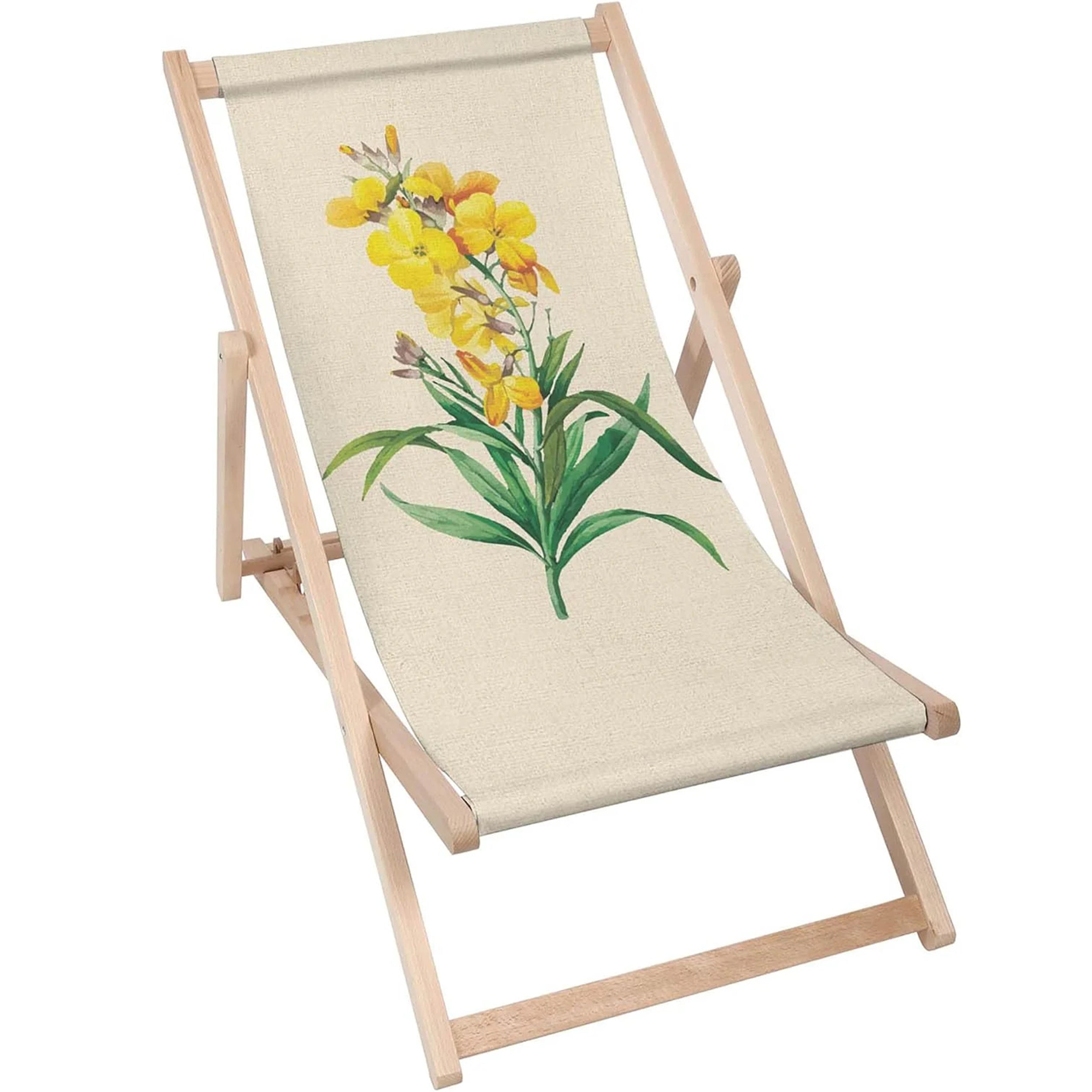 Leżak drewniany Vintage Yellow Flowers