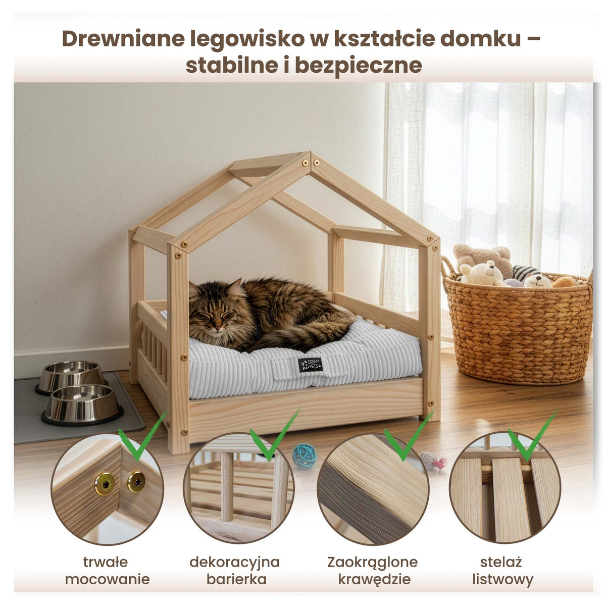 Drewniany Domek dla Zwierząt z Legowiskiem Lapland