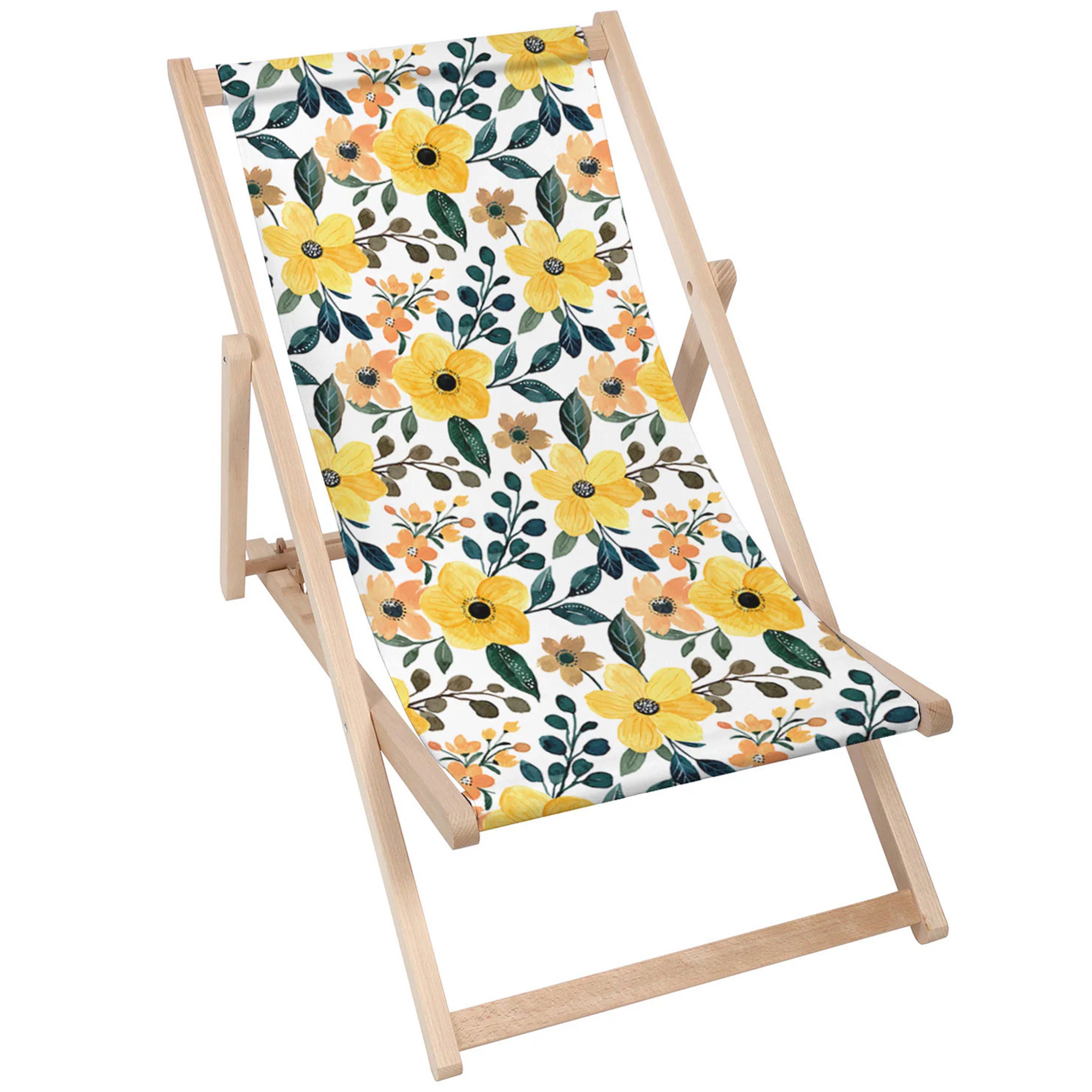 Leżak drewniany Yellow Floral Watercolor