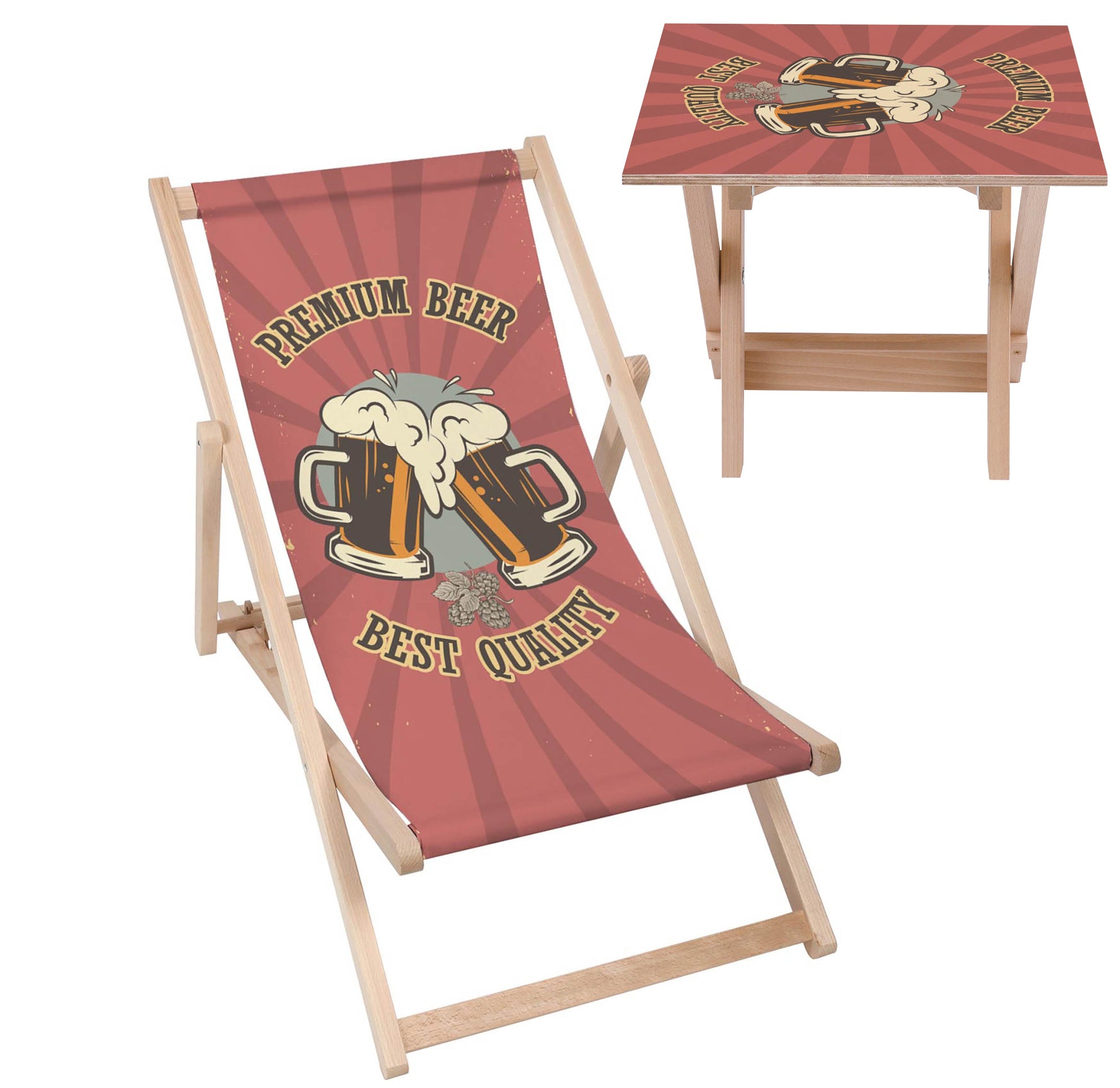 Deck Chair and Table Set Premium Beer