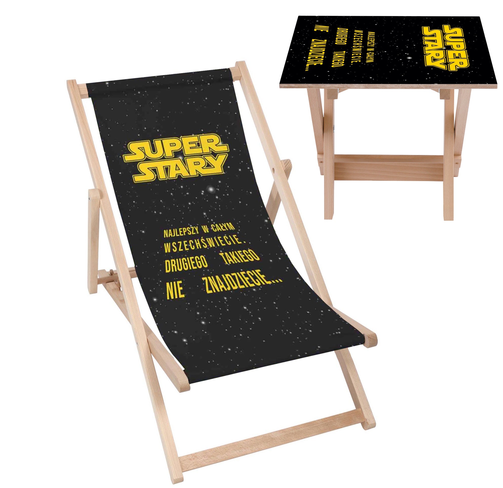 Deck Chair and Table Set Super Old Man