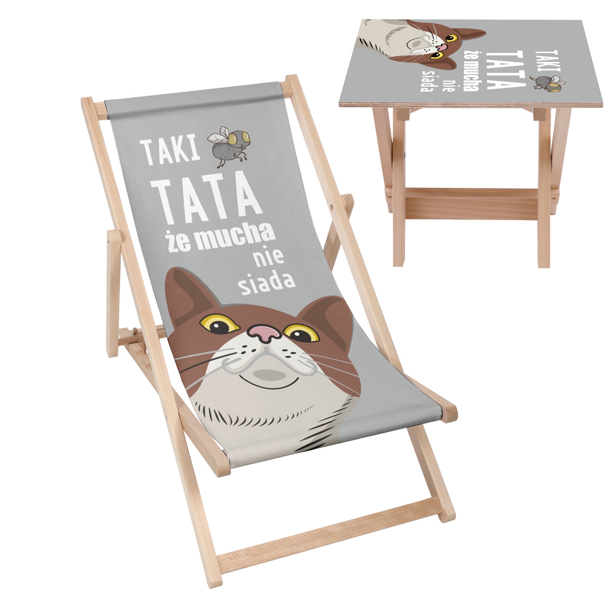 Deck Chair and Table Set Such a Dad That Not Even a Fly Lands