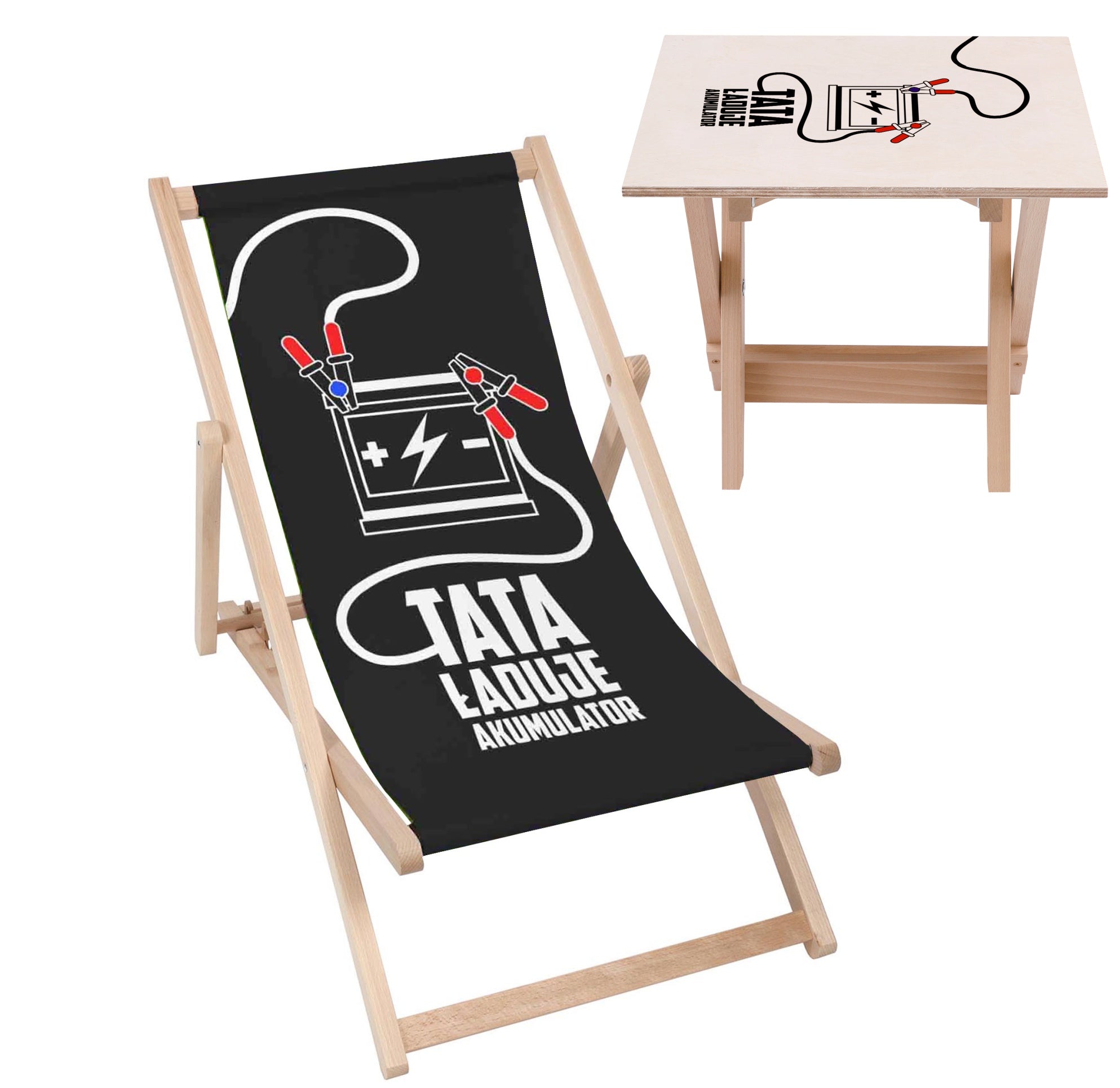 Deck Chair and Table Set Dad is Charging the Battery