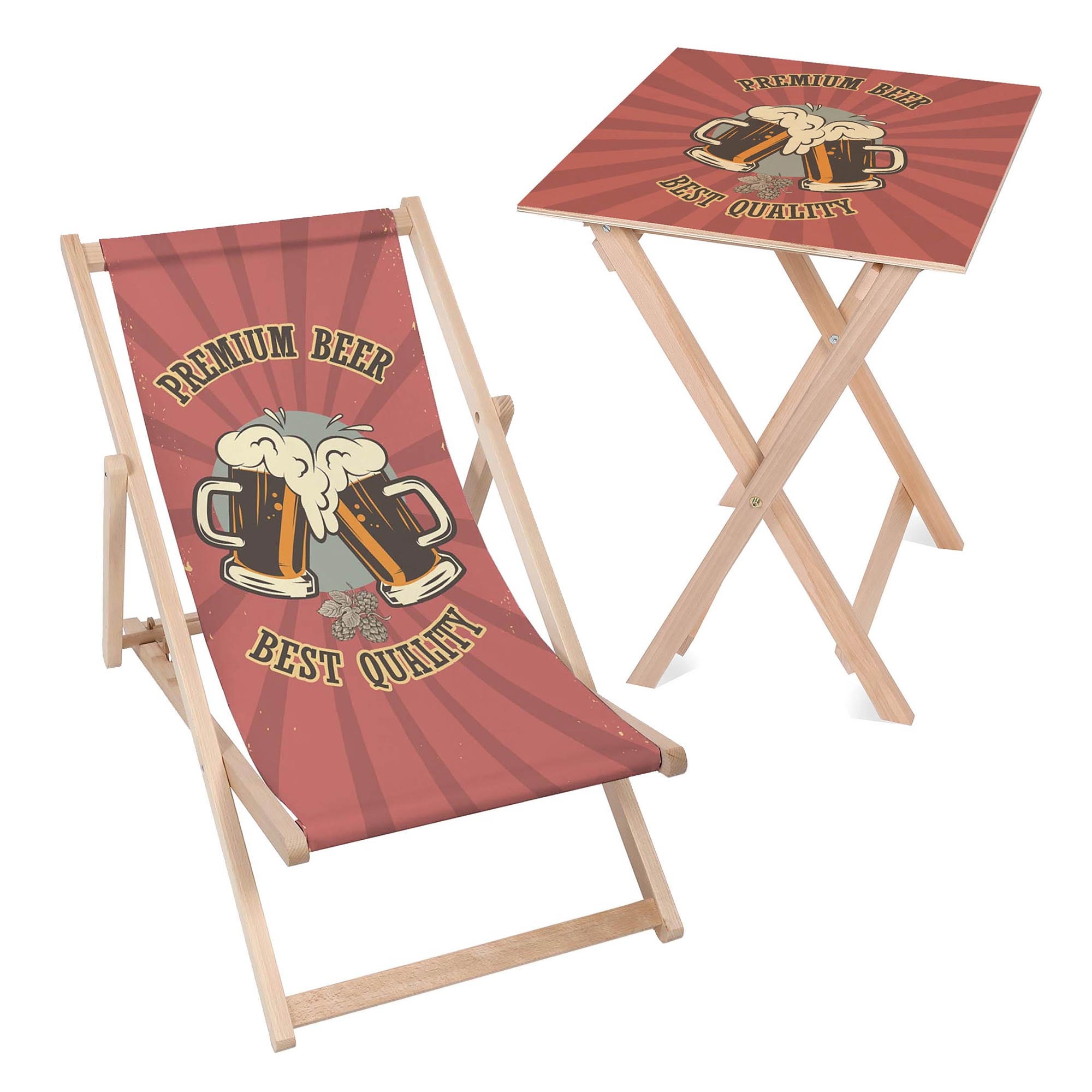 Deck Chair and Table Set Premium Beer