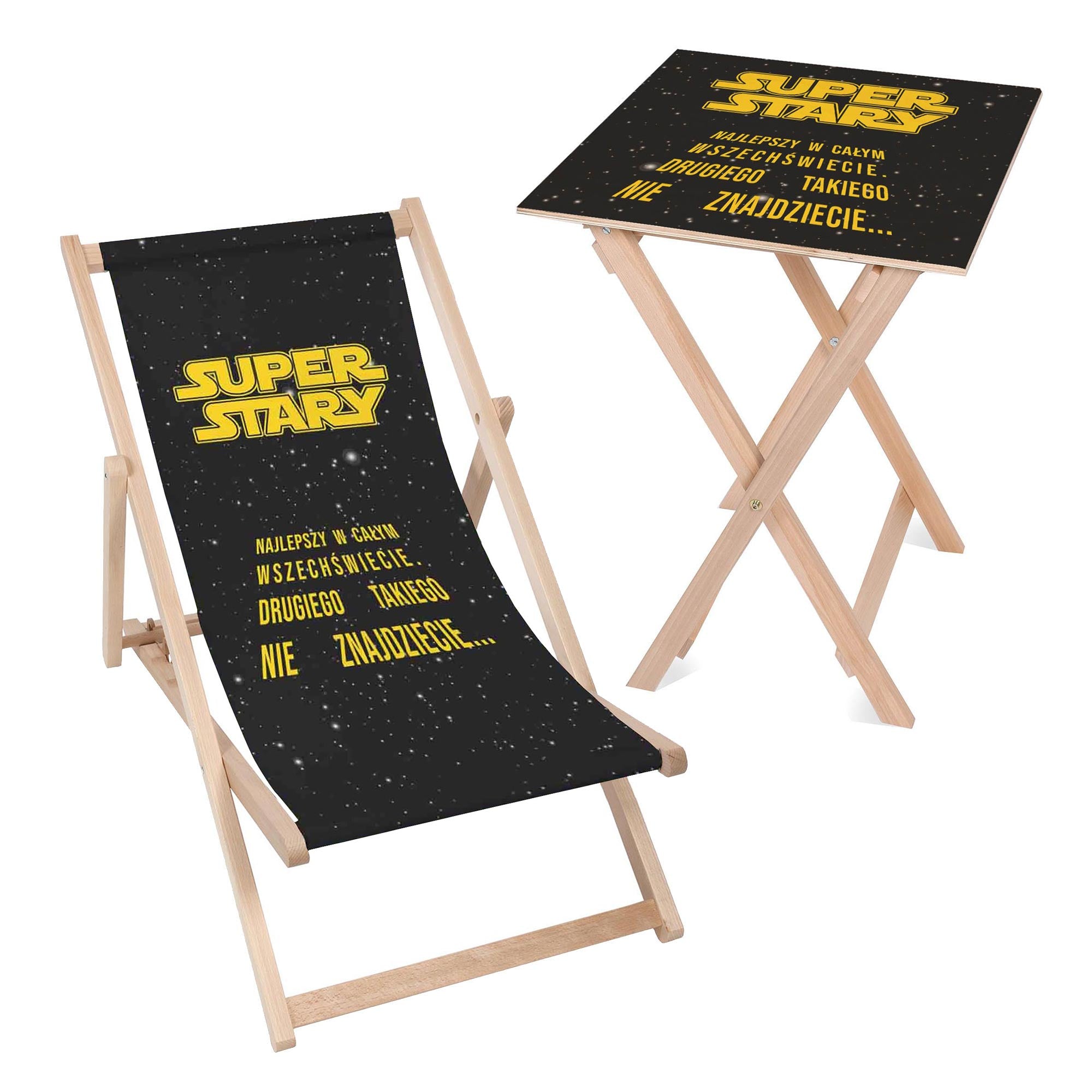 Deck Chair and Table Set Super Old Man
