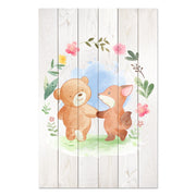 Wood Picture Animal Friends in Flowers-60x90 cm