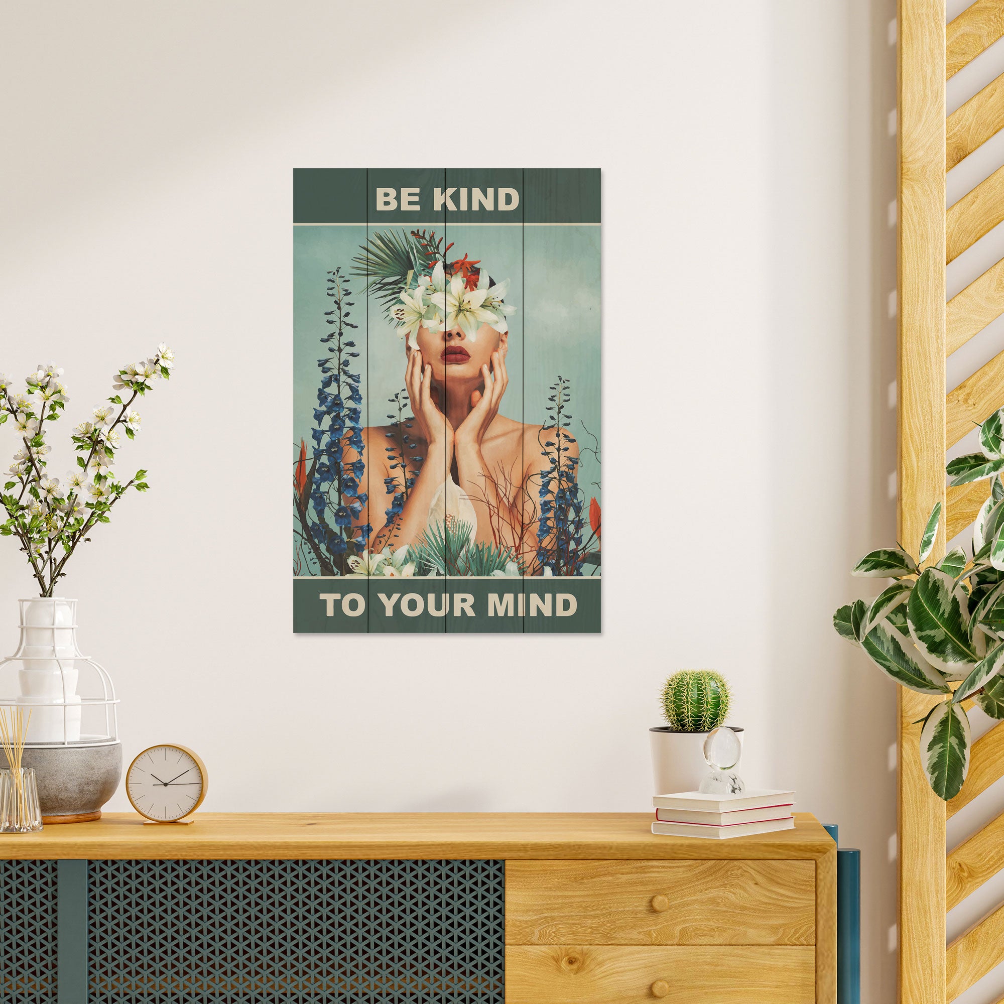 Obraz Wood Be Kind to Your Mind-50x70 cm