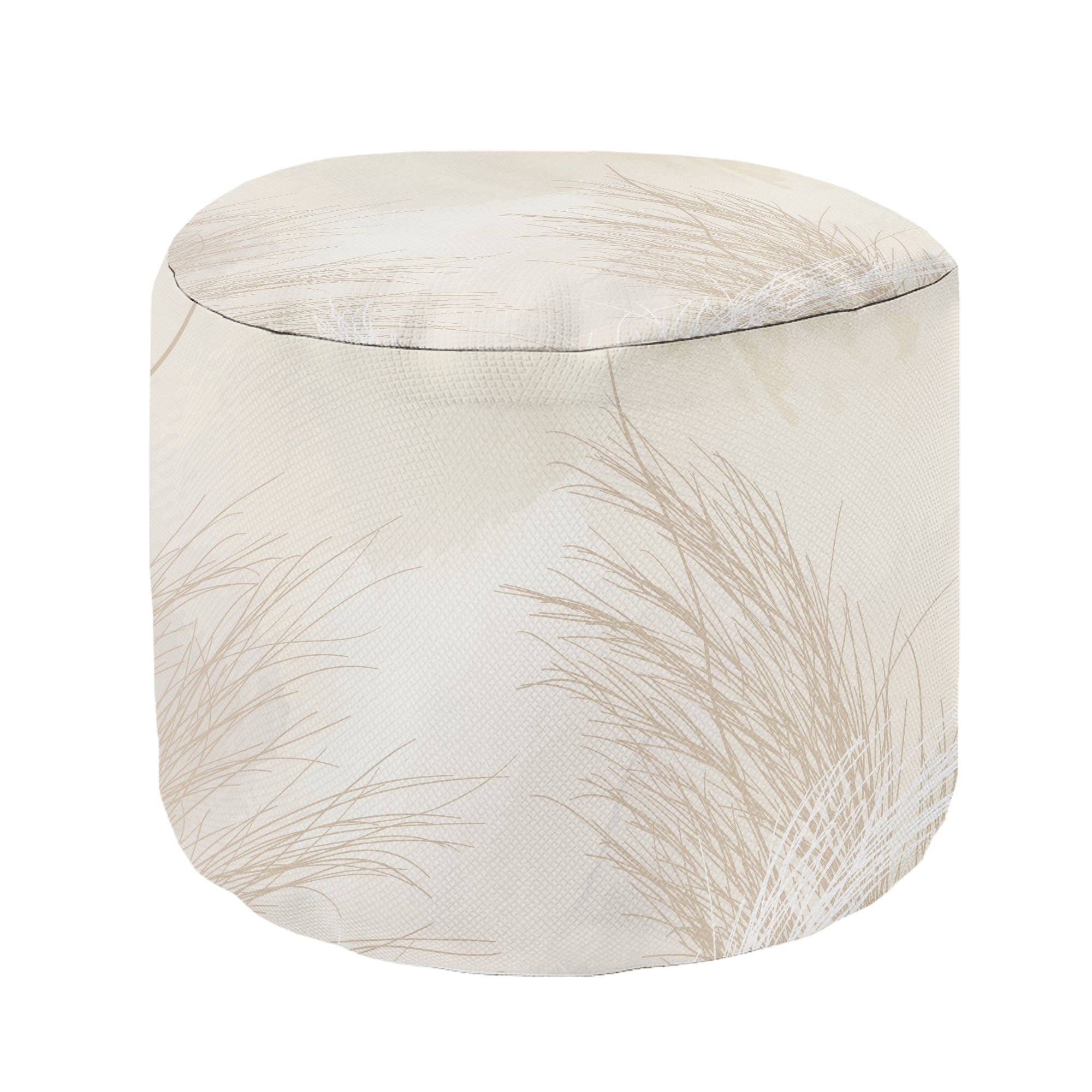 Runder Hocker Fußstütze Beige Warm Pampas Grass