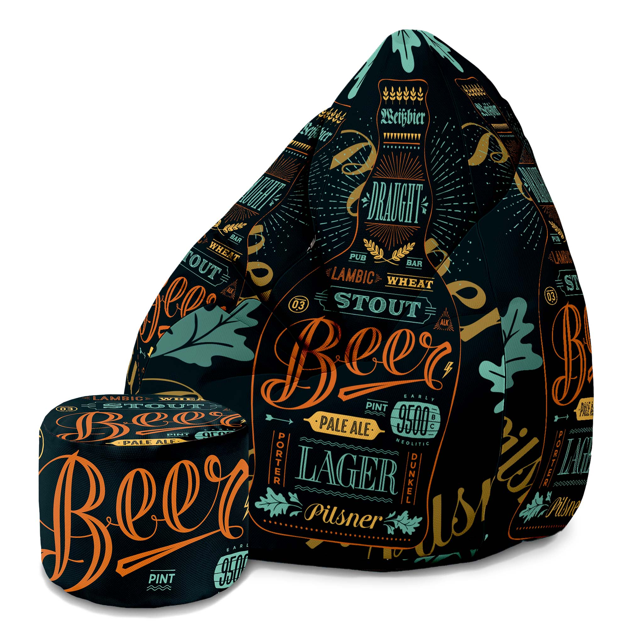Puf Pearshape z podnóżkiem Black Beer-Velvet