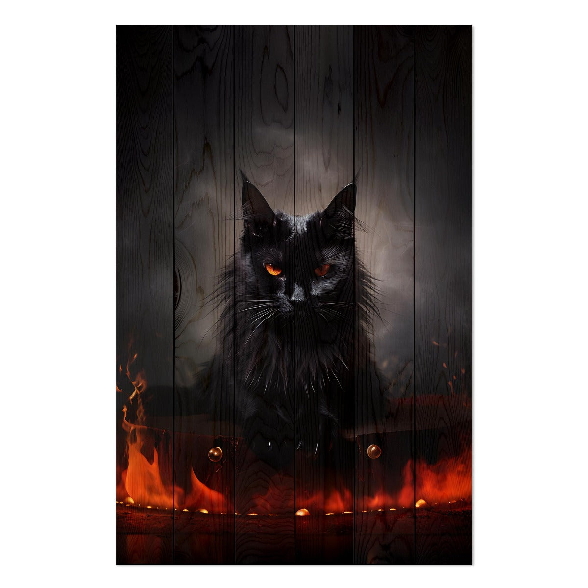Obraz Wood Black Cat Energy-50x70 cm