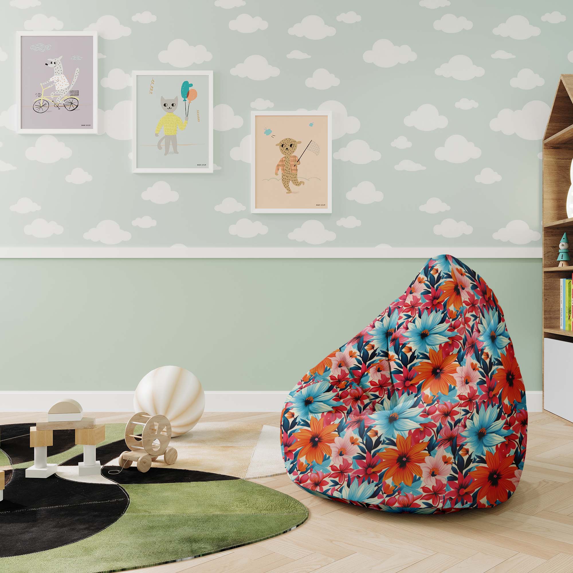 Puf Pearshape Blossoms-M-Velvet