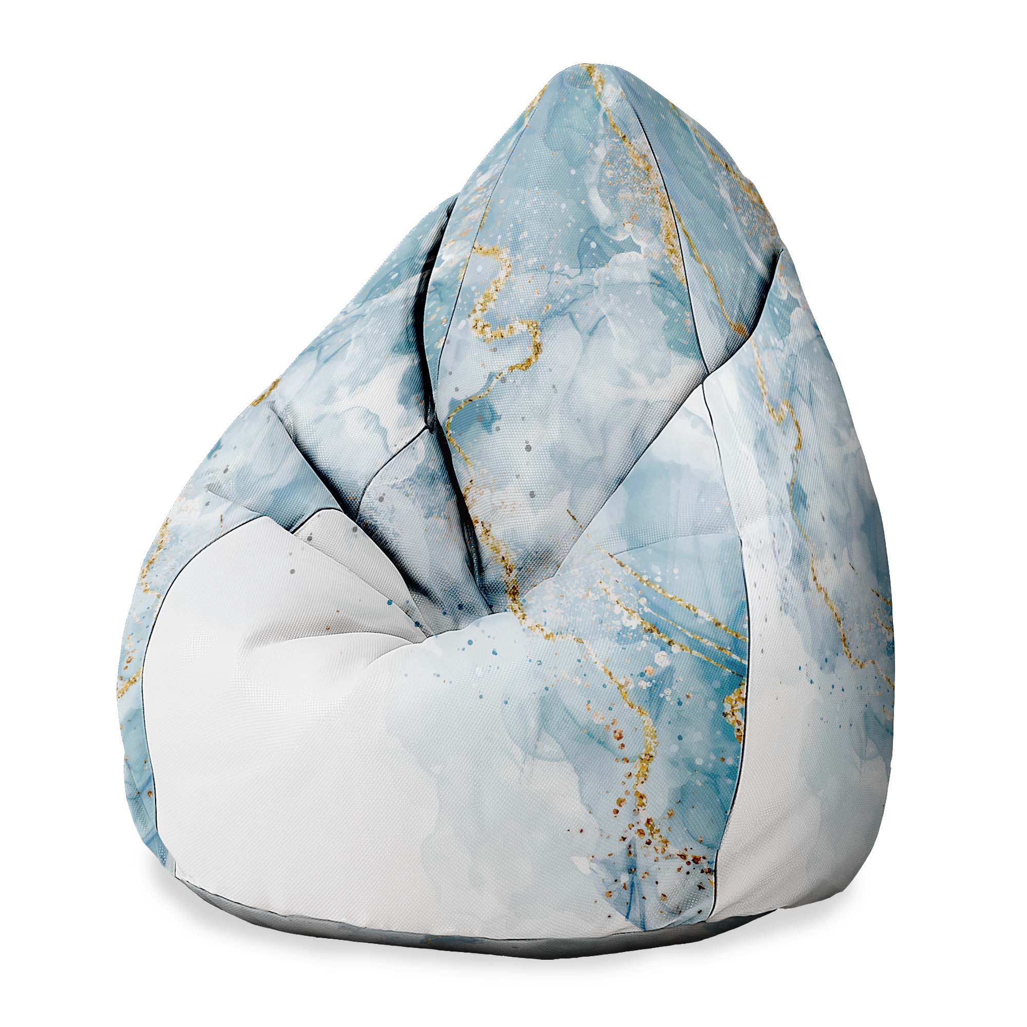 Puf Pearshape Blue Elegant Marmur-Velvet