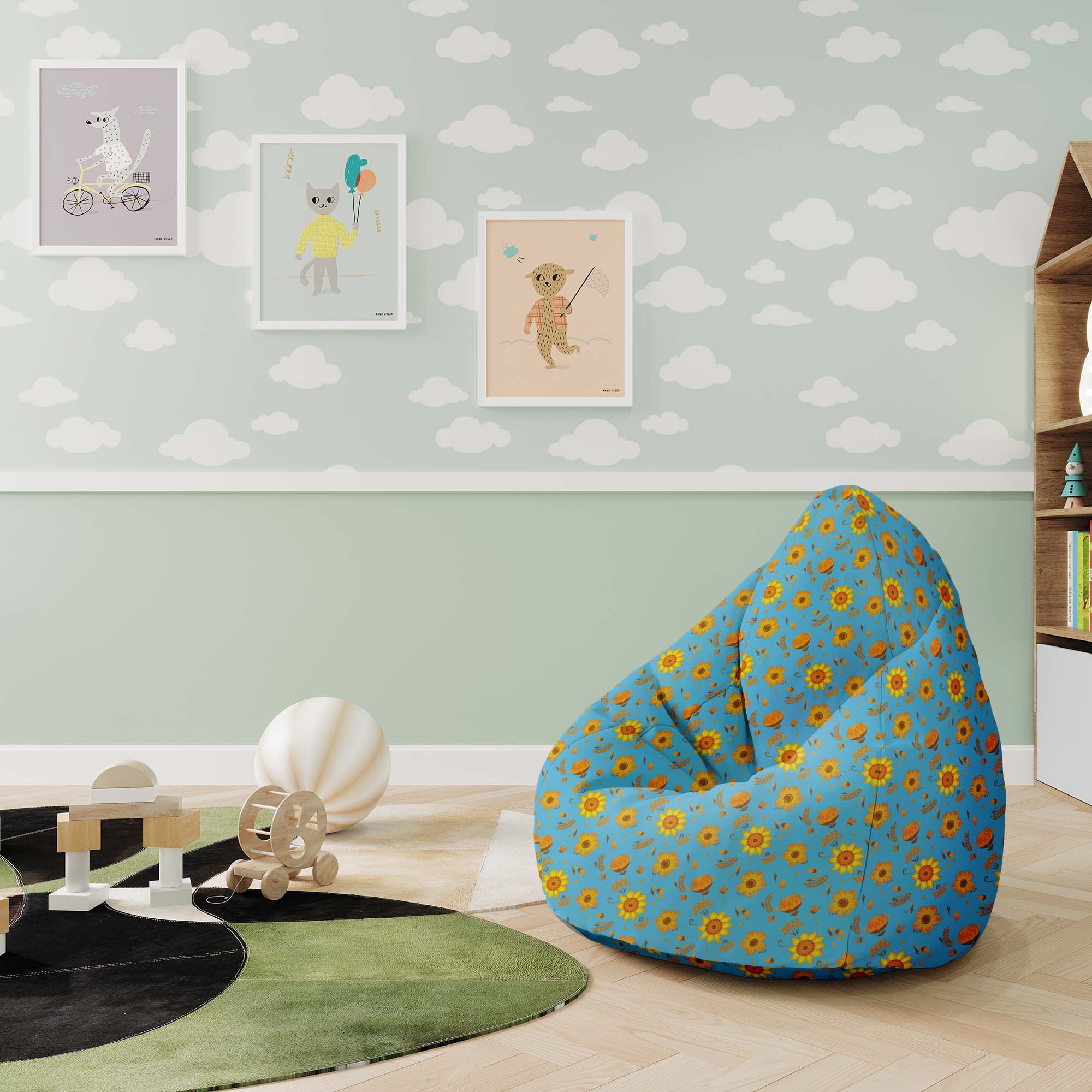 Puf Pearshape Blue Paradise-M-Oxford