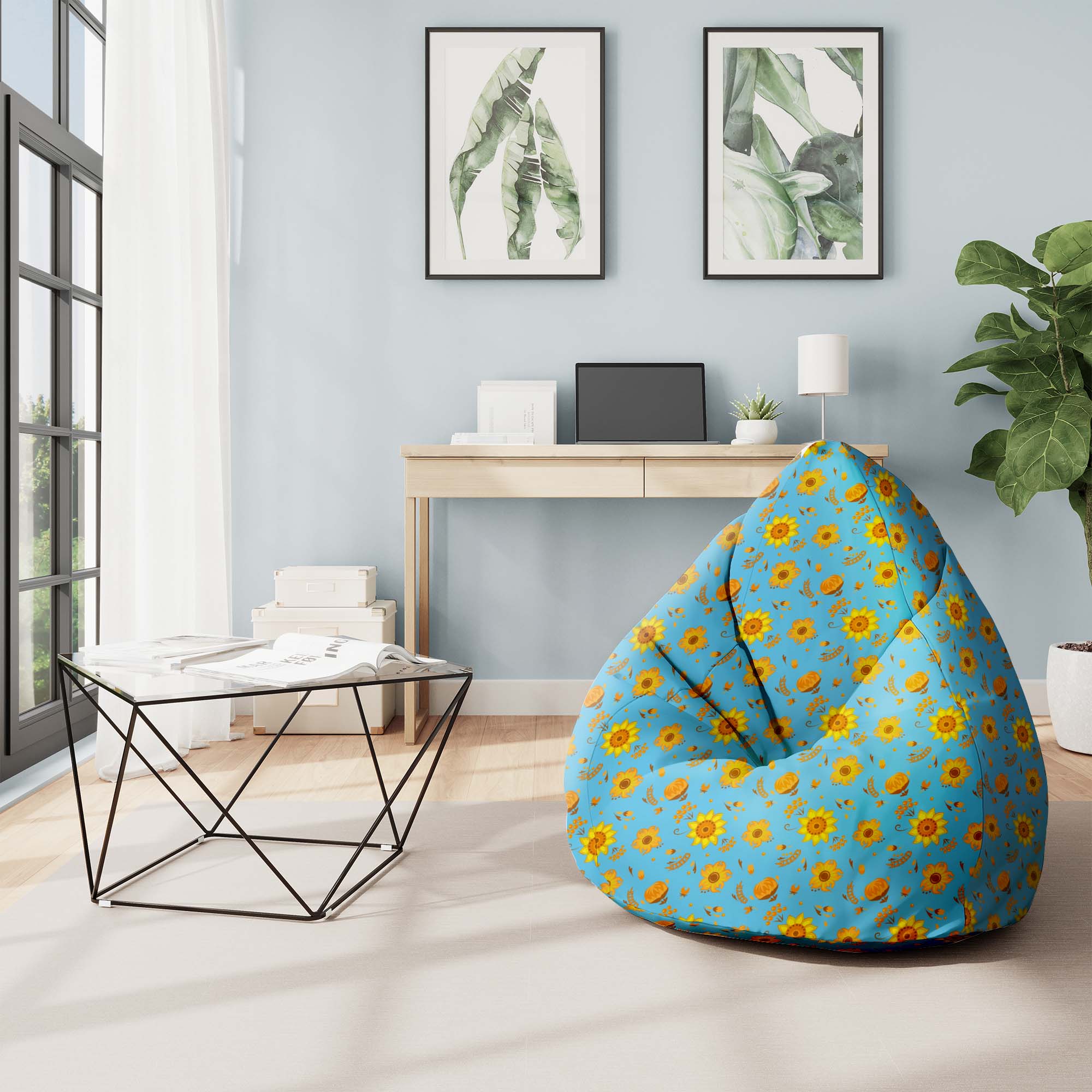 Puf Pearshape Blue Paradise-M-Oxford