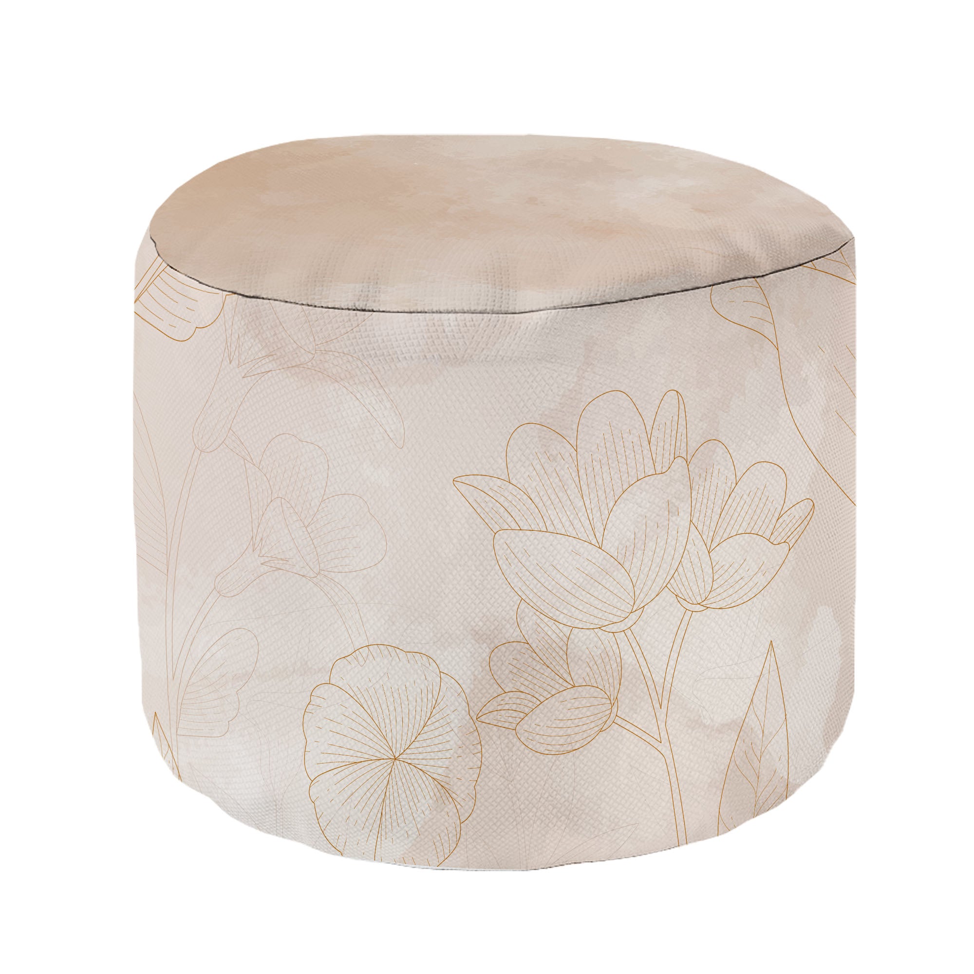 Runder Hocker Fußstütze Boho Beige Flowers