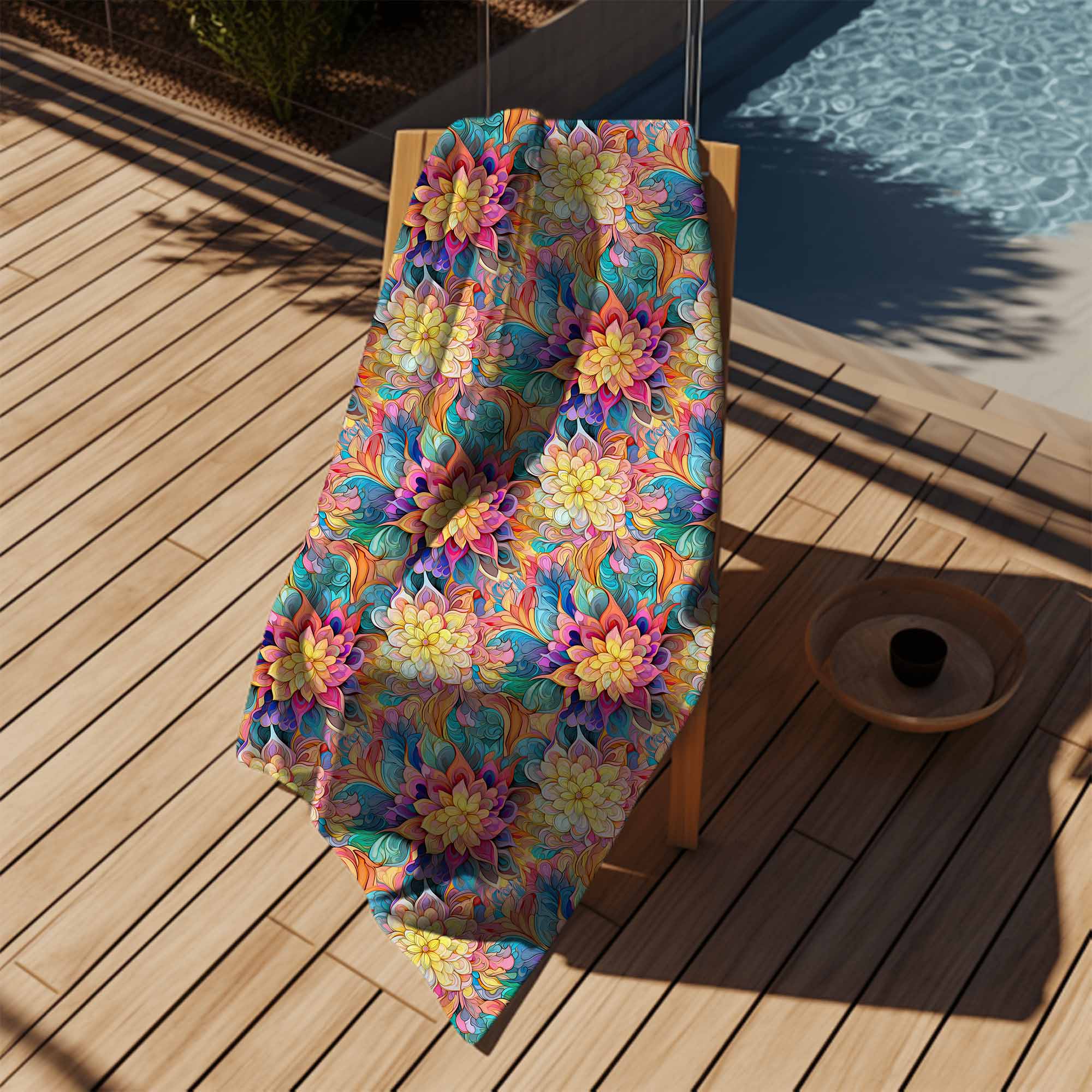 Towel Botanical Floral Geometric Pattern-70x140 cm