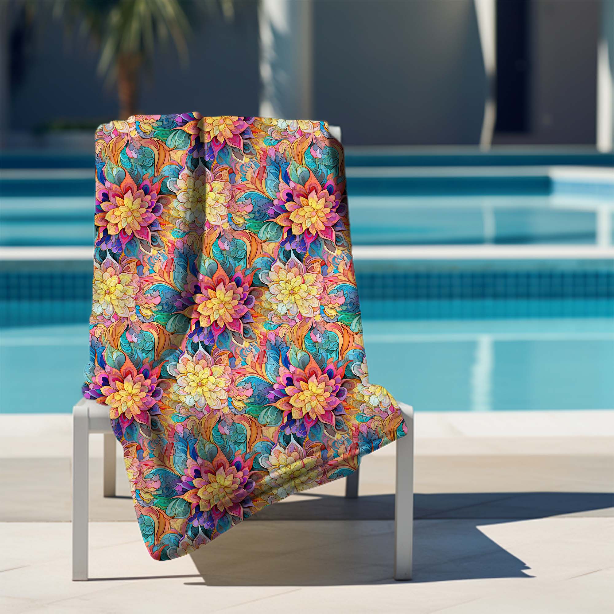 Towel Botanical Floral Geometric Pattern-70x140 cm