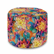 Puf okrągły podnóżek Botanical Floral Geometric Pattern-Velvet