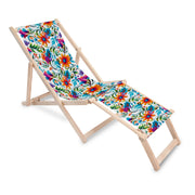 Leżak drewniany z podnóżkiem Colorful Floral Pattern