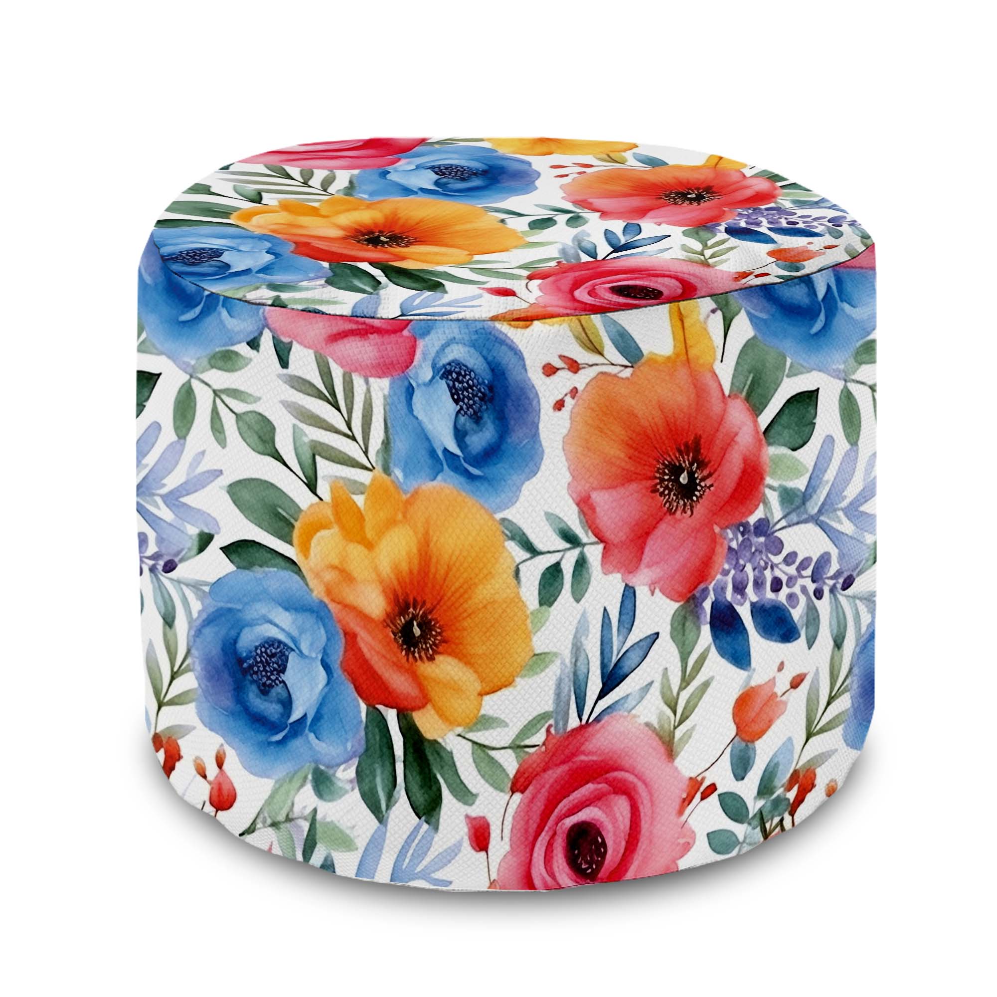 Runder Pouf Fußhocker Colorful Flowers