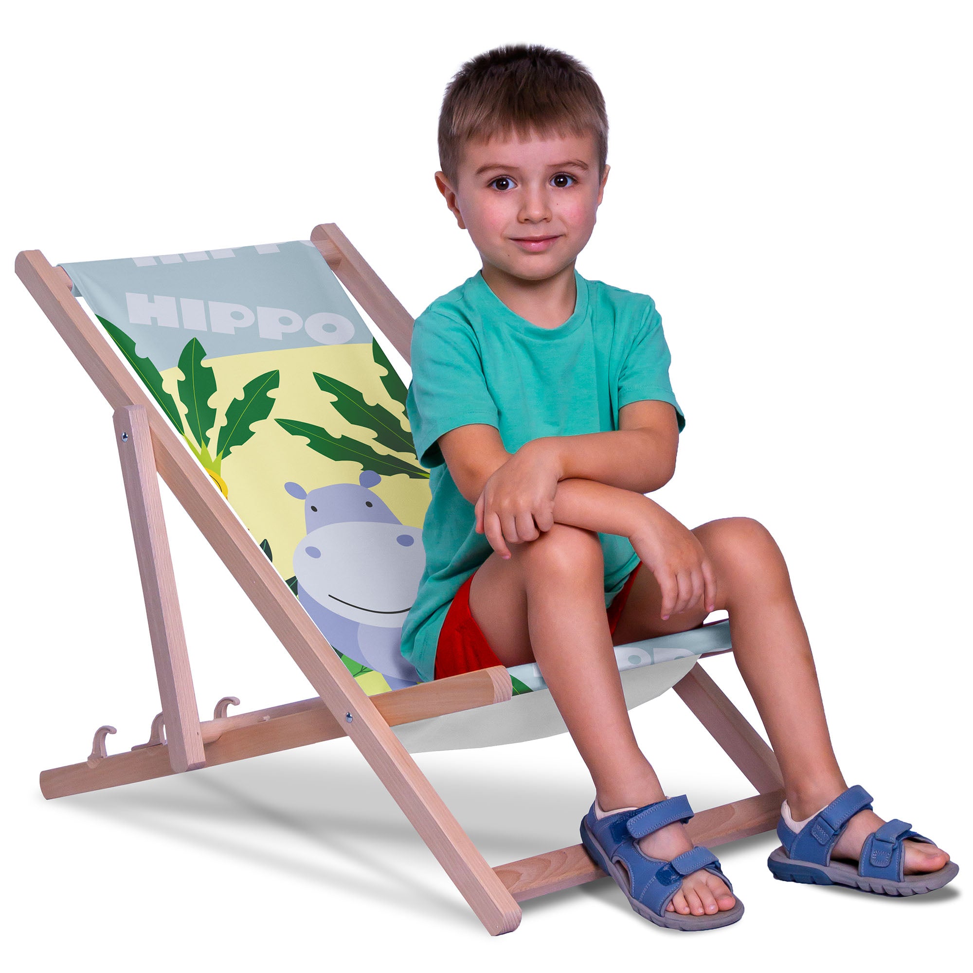 Crazy Hippopotamus-M Wooden Deck Chair