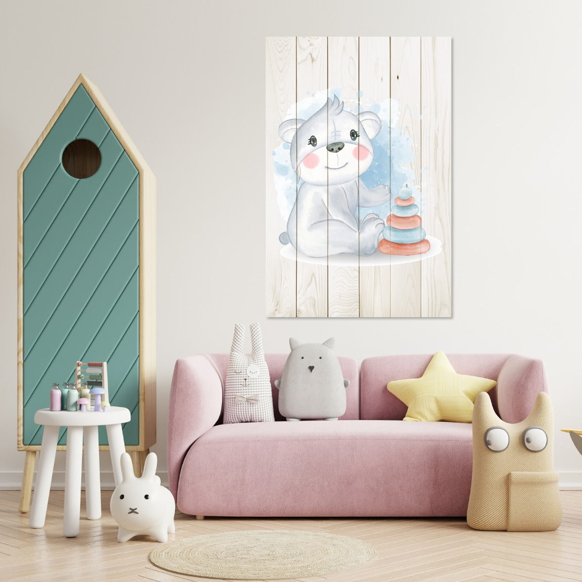 Obraz Wood Cute Koala Playing with Toys-20x30 cm
