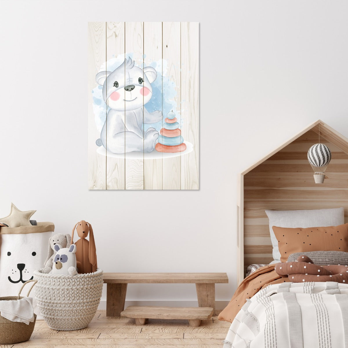 Obraz Wood Cute Koala Playing with Toys-30x30 cm