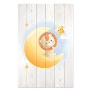 Obraz Wood Cute Little Lion Sitting on the Moon-40x60 cm