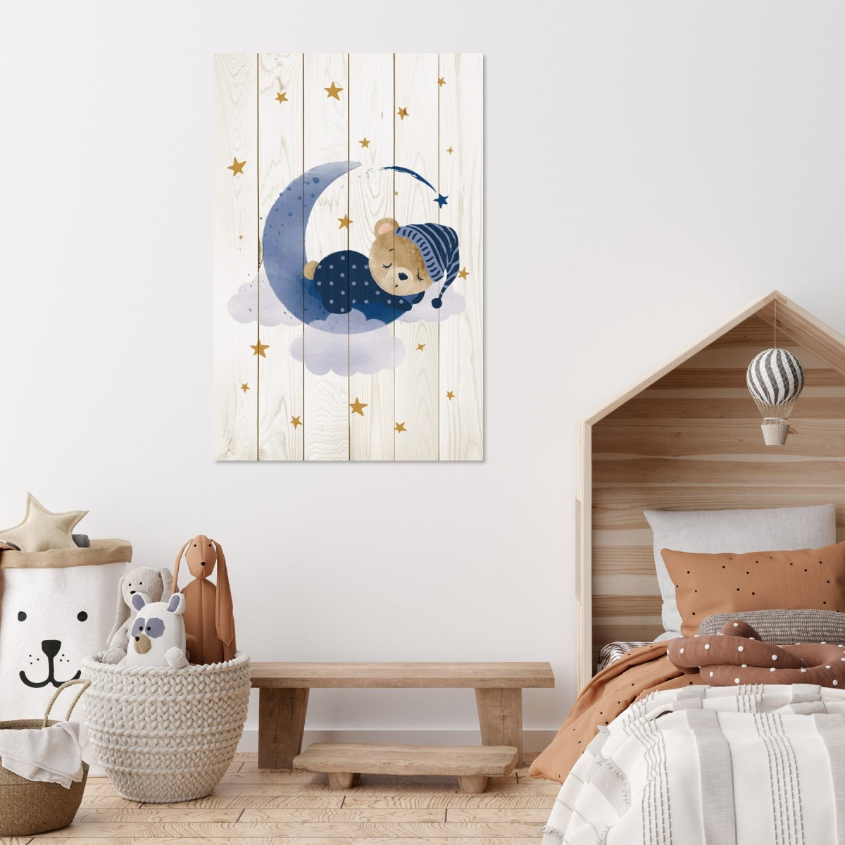Obraz Wood Roztomilý spící medvěd-40x60 cm