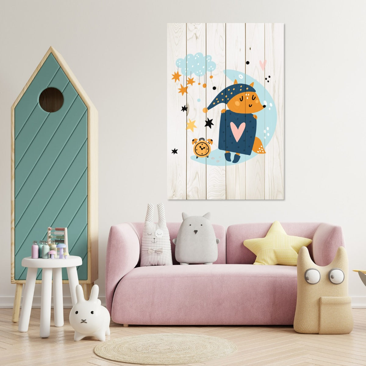 Obraz Wood Cute Sleeping Fox-20x30 cm