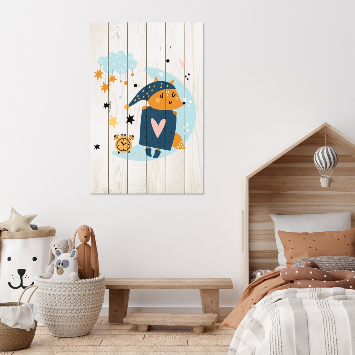 Obraz Wood Cute Sleeping Fox-20x30 cm