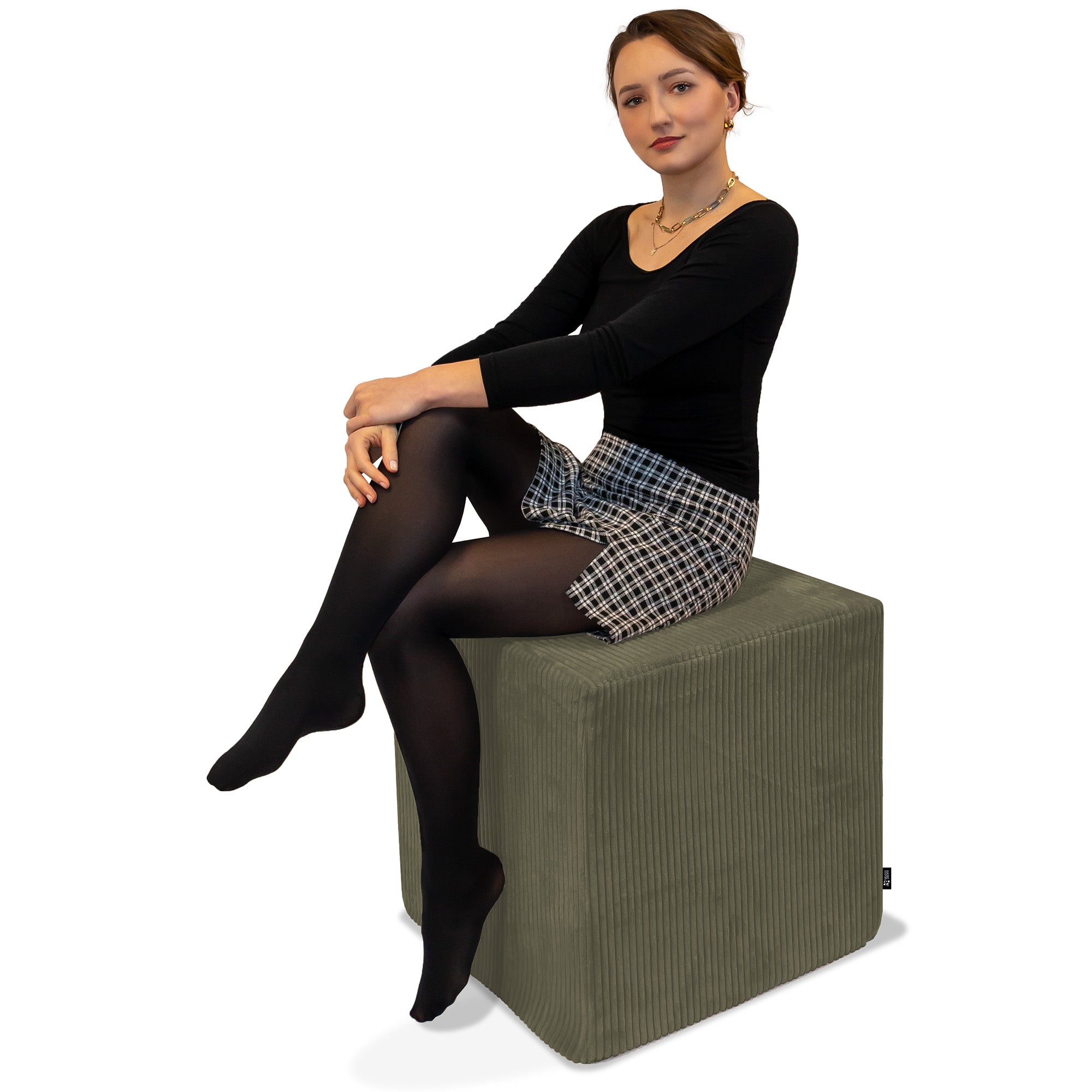 Puf Qubik Dark Olive-40x40 cm