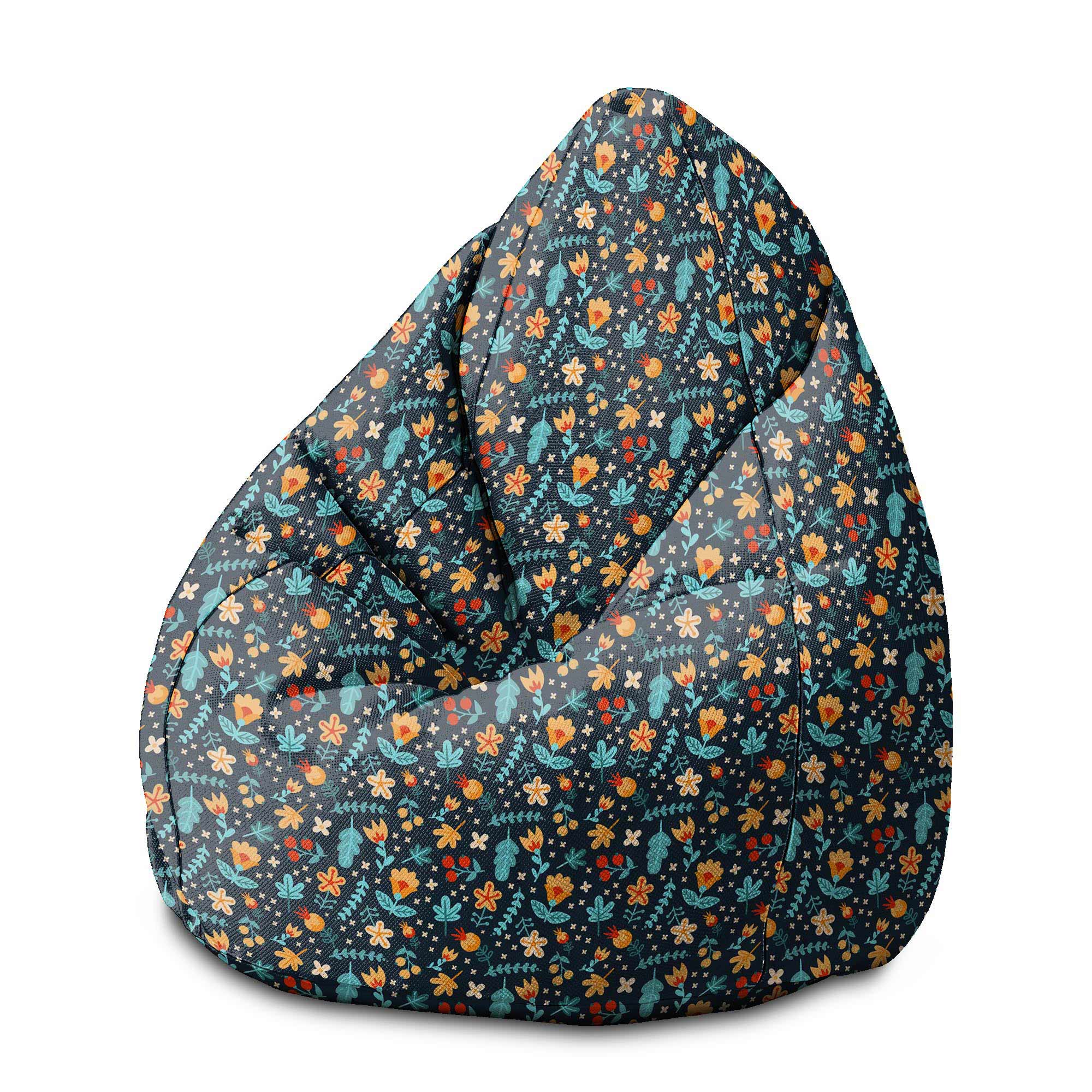 Sedací vak Puf Pearshape Rozptýlené kvety