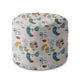 Round Pouf Footstool Abstract Faces-Velvet